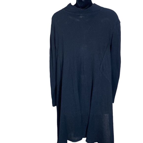 We the free lightweight black tunic style cowl neck waffle weave top assymetric - Picture 3 of 6